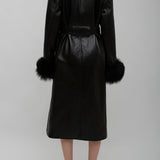 Alaia black leather long coat