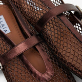 Bronze metallic mesh ballet flats
