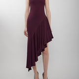 Asymmetric burgundy dress