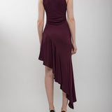 Asymmetric burgundy dress