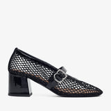 Patent black mesh 55 pumps