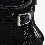 Patent black mesh 55 ankle boots
