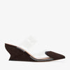 Alaïa Coeur 60 brown suede wedge mules