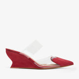Coeur 60 red suede wedge mules