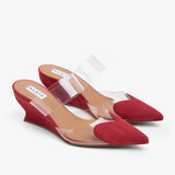Coeur 60 red suede wedge mules