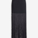 Black fringed tube knitted skirt