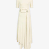 Belted fluid jersey dress