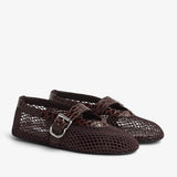 Embossed leather mesh ballet flats