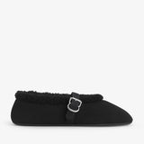 Black merino shearling ballet flats
