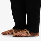Beige mesh ballet flats