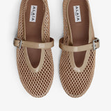 Beige mesh ballet flats