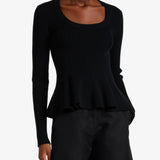 Ribbed peplum wool sweater