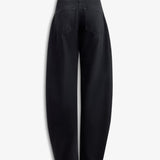 Black denim round jeans