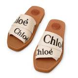 Woody white linen slide sandals