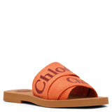 Woody orange linen slide sandals