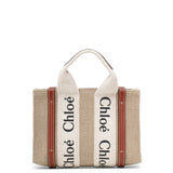 Woody mini white brown canvas bag