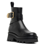 Owena black leather ankle boots