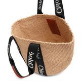 Woody raffia black tote bag