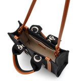 Woody small black canvas tote bag