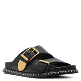 Rebecca black leather flats