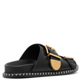 Rebecca black leather flats