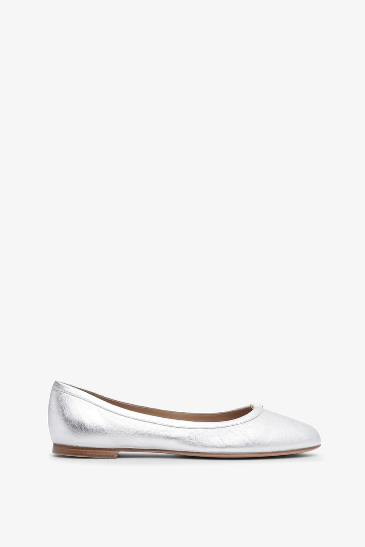 Marcie silver leather ballerinas