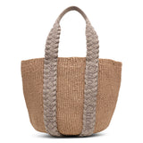 Woody braided grey raffia bag