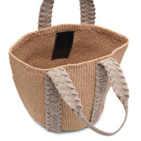 Woody braided grey raffia bag