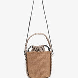 Woody braided grey raffia bucket bag