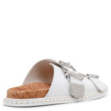 Rebecca white leather flats