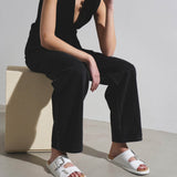 Rebecca white leather flats