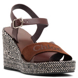 Piia brown leather wedges