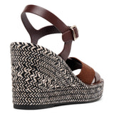 Piia brown leather wedges