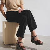 Piia brown leather wedges