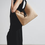 Marcie beige raffia shoulder bag