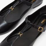 Marcie black leather ballerina strap