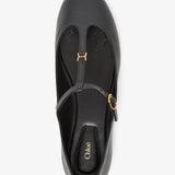 Marcie black leather ballerina strap