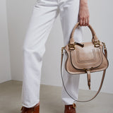 Marcie deep beige leather tote bag