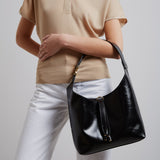 Marcie black leather hobo bag