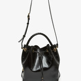 Marcie black leather bucket bag