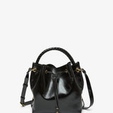 Marcie black leather bucket bag