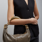 Small grey bracelet hobo bag