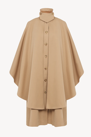 Knee-length cape in organic cotton gabardine