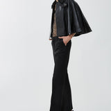 High-waisted pants in wool gabardine