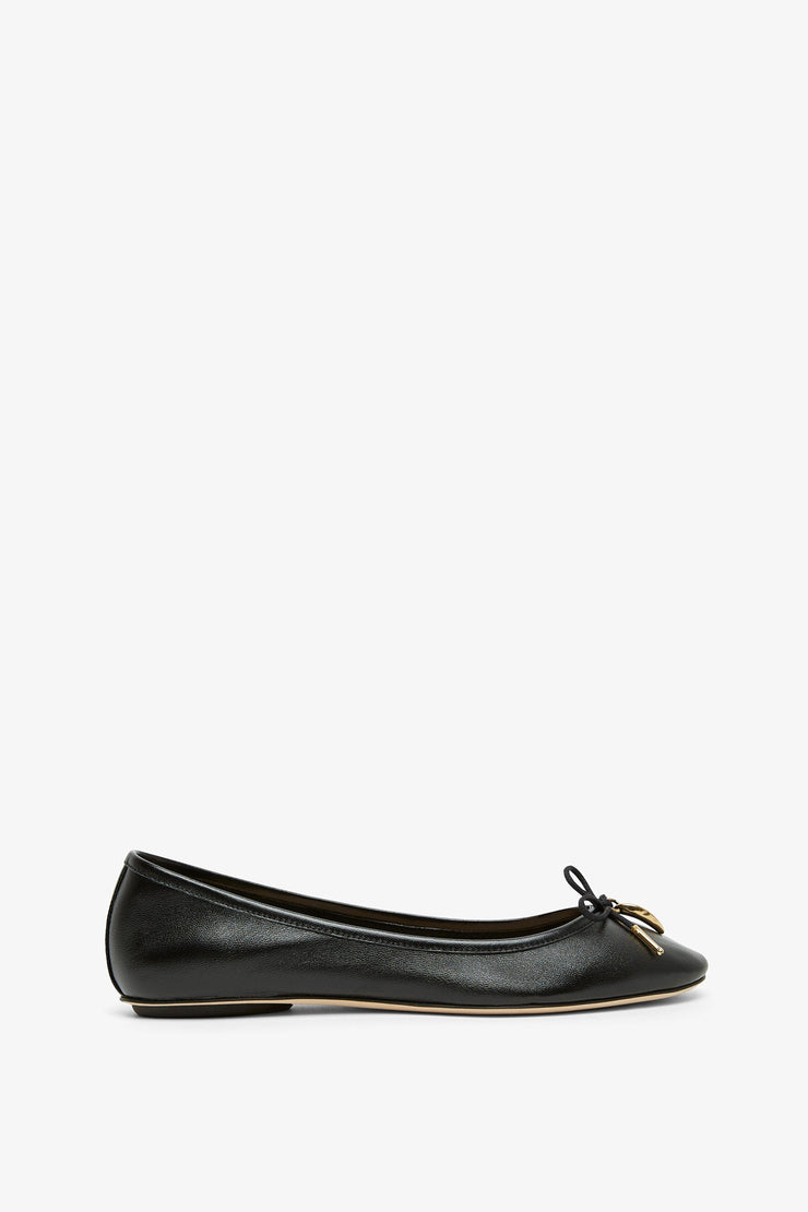 Iris black leather ballerinas