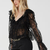 V-neck lace cropped top
