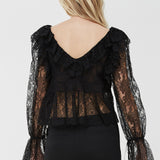 V-neck lace cropped top