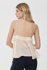 Ruffled silk charmeuse camisole top