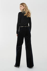 Flared tailored velvet trousers