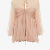 Gathered silk georgette top